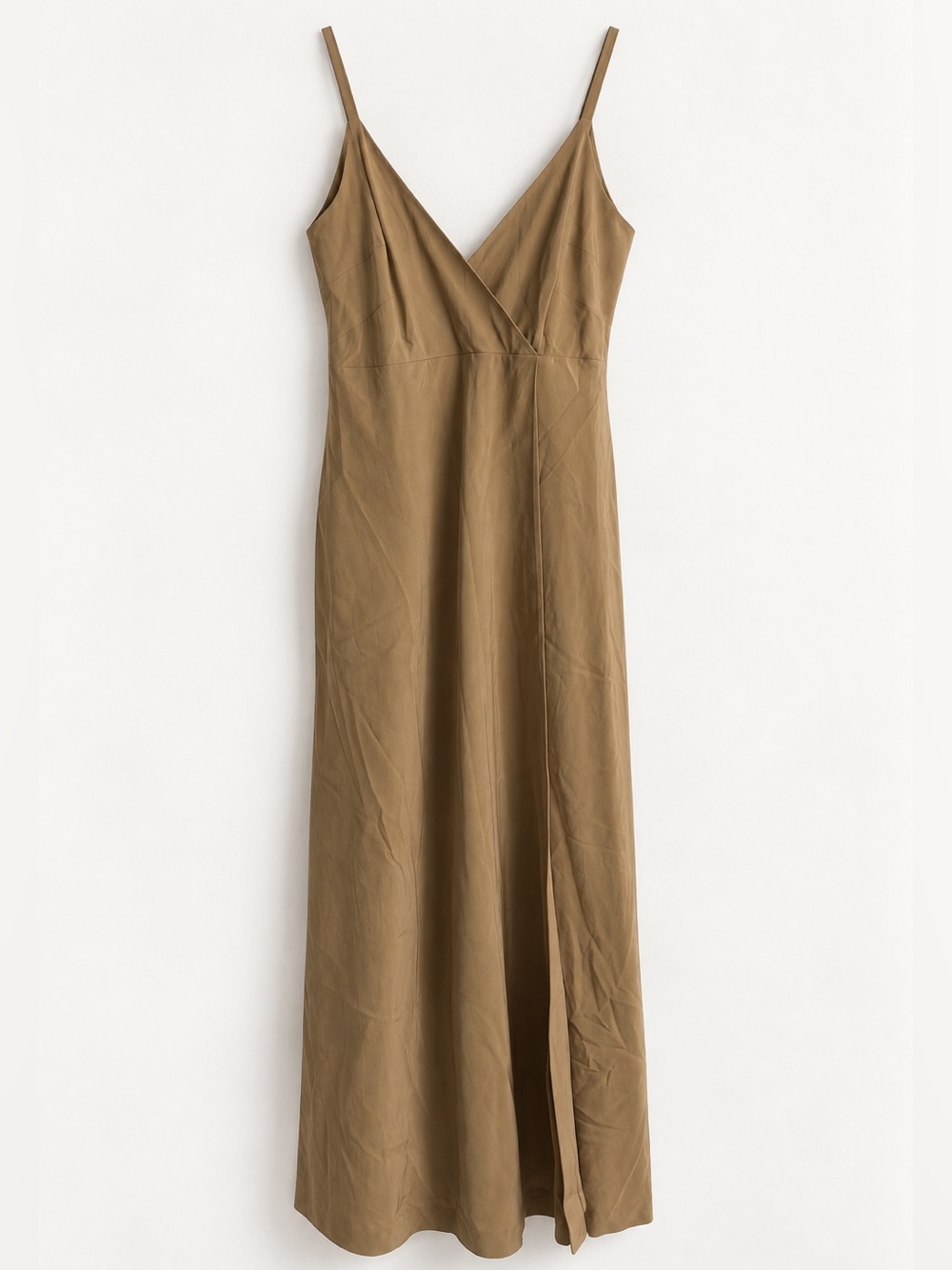 Banana Republic 100% Silk Maxi Dress Brown Camel Strappy Size 4